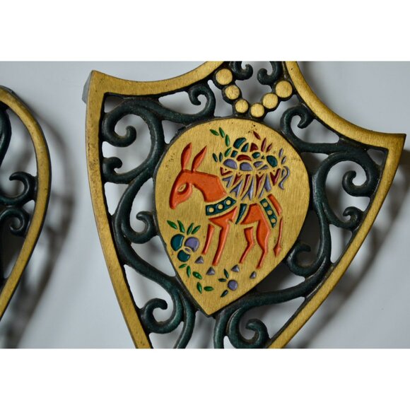 Dayagi Israel Brass Painted Trivet Set of 2 - Picture 5 of 7